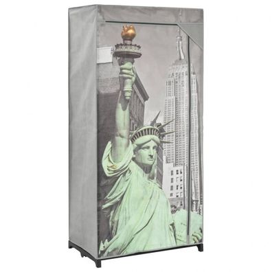 Kleiderschrank 75×45×160 cm New York Stoff (Farbe: Grau)