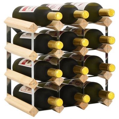 Weinregal für 12 Flaschen Massivholz Kiefer (Farbe: Beige)