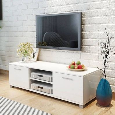 TV-Schrank Hochglanz-Weiß 120×40,3×34,7 cm (Farbe: Weiß)