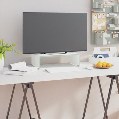 TV-Tisch/ Bildschirmerhöhung Glas Weiß 40x25x11 cm (Farbe: Weiß)