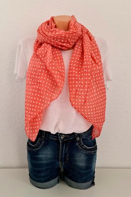 Blogger Italy Schal Tuch Seide/ Baumwolle asymetrisch mittelgroße Punkte Orange