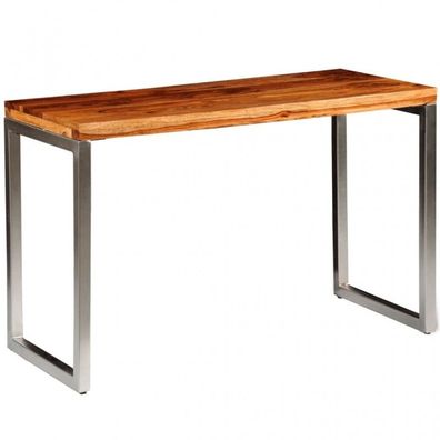 Esstisch Schreibtisch Massivholz mit Stahlbeinen (Farbe: Braun)