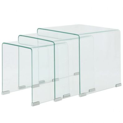 Dreiteiliges Satztisch-Set aus gehärtetem Glas Transparent (Farbe: Transparent)