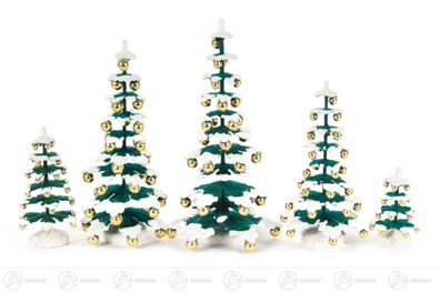 Bäume Tannenbäume mit Goldkugeln H=ca 15 cm NEU Erzgebirge Holzbaum Weihnachtsbaum