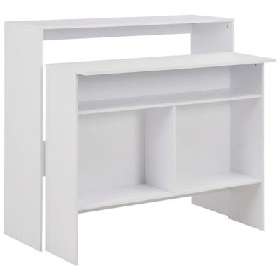 Bartisch mit 2 Tischplatten Weiß 130 x 40 x 120 cm (Farbe: Weiß)