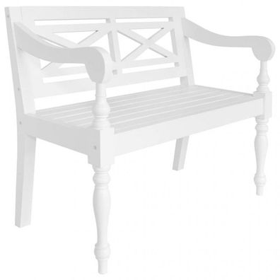 Batavia-Sitzbank 98 cm Mahagoni Massivholz Weiß (Farbe: Weiß)