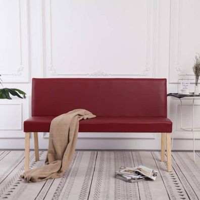Sitzbank 139,5 cm Weinrot Kunstleder (Farbe: Rot)