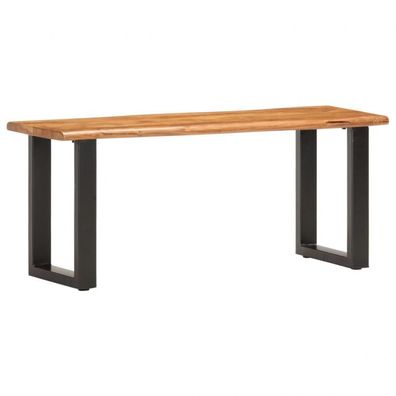Sitzbank mit Naturkanten 110 cm Akazie Massivholz und Stahl (Farbe: Braun)