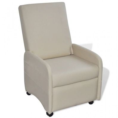 Ausklappbarer Sessel Creme Kunstleder (Farbe: Creme)