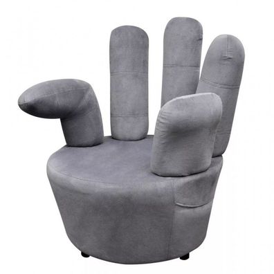 Stuhl in Handform Grau Samt (Farbe: Grau)
