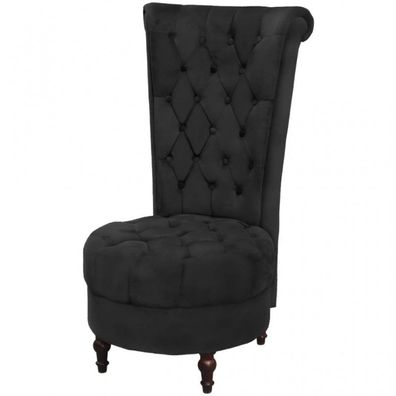 Sessel mit hoher Lehne Schwarz Stoff (Farbe: Schwarz)
