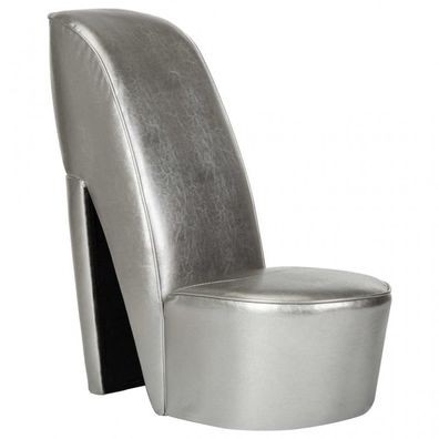 Stuhl in Stöckelschuh-Form Silbern Kunstleder (Farbe: Silber)