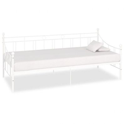 Tagesbett-Rahmen Weiß Metall 90×200 cm (Farbe: Weiß)