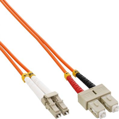 InLine® LWL Duplex Kabel, LC/ SC, 50/125µm, OM2, 0,5m, orange
