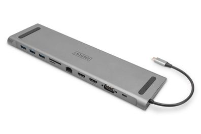 Digitus 11-Port USB-C Dock, grey, 2x HDMI, VGA