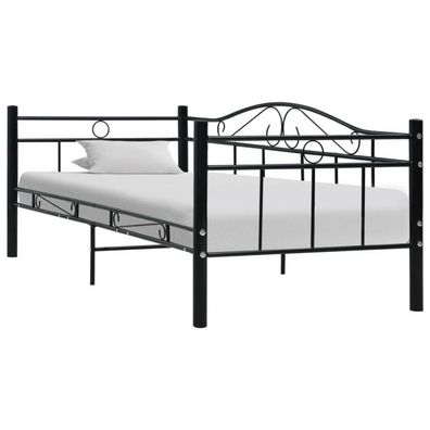 Tagesbett-Rahmen Schwarz Metall 90×200 cm (Farbe: Schwarz)