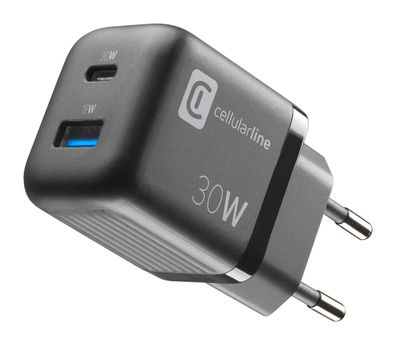 Cellularline USB Charger Multipower Micro 30W GaN 2 Ports PD B