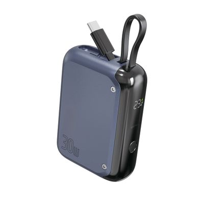 4smarts Powerbank Pocket mit USB-C Kabel 10000mAh, stahlblau