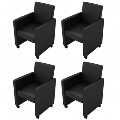 Esszimmerstühle 4 Stk. Schwarz Kunstleder (Farbe: Schwarz)