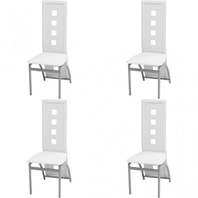 Esszimmerstühle 4 Stk. Weiß Kunstleder (Farbe: Weiß)