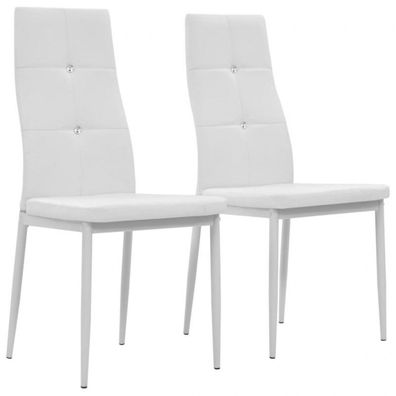 Esszimmerstühle 2 Stk. Weiß Kunstleder (Farbe: Weiß)