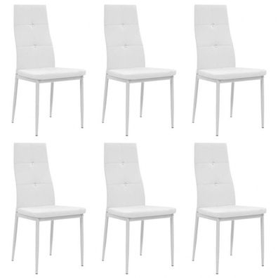 Esszimmerstühle 6 Stk. Kunstleder Weiß (Farbe: Weiß)