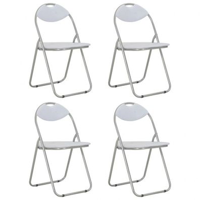 Klappbare Esszimmerstühle 4 Stk. Weiß Kunstleder (Farbe: Weiß)