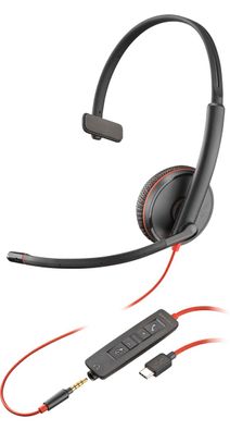 Poly Headset Blackwire C3215 monaural USB-C und 3,5 mm
