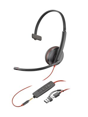 Poly Headset Blackwire C3215 Mono USB-C/ A und 3,5 mm