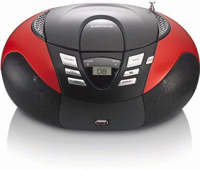Lenco SCD-37 UKW-Radio mit CD-Player und USB (Schwarz/ Rot)