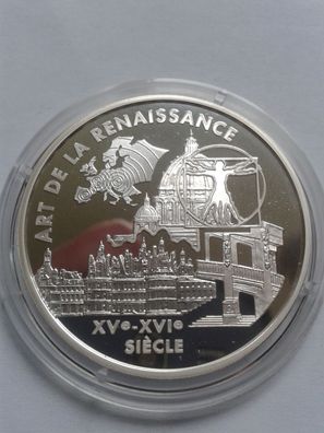 6,55957 Francs 2000 PP Art de la Renaissance 22,2g Silber 920er - in Münzdose