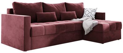 Polsterecke MIO Eckcouch mit Schlaffunktion Couchgarnitur Sofa L-Form - Rosa KR29