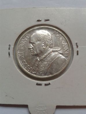 Original 10 Lire 1934 Vatikan Papst Pius XI. vz-st; Silbermünze