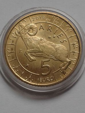 5 euro 2018 San Marino Steinbock Bimetall Bronze Sternzeichen Steinbock