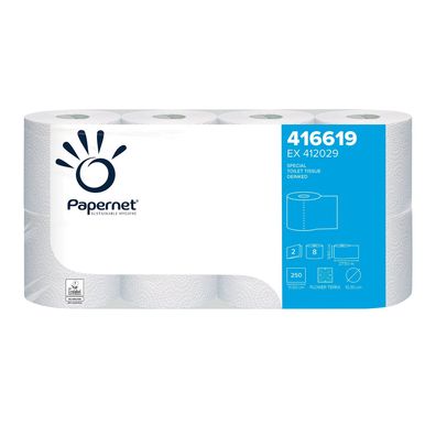 Papernet Toilettenpapier 416619, 8 Rollen, 2-lagig - Karton | Karton (8 Packungen )