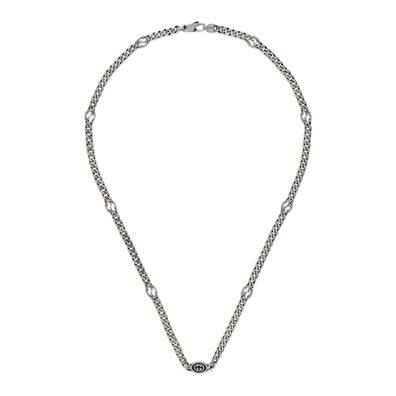 Gucci - YBB678661001 - Ineinandergreifende G-Halskette aus Sterlingsilber und schwarz