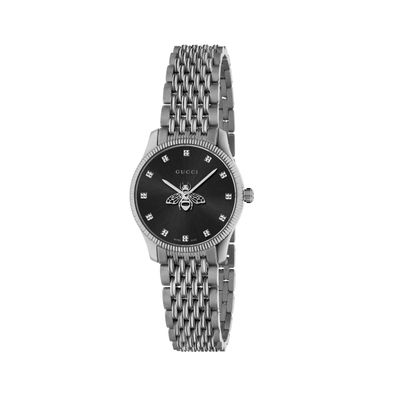 Gucci – YA1265020 – G-Timeless Slim Steel-Gehäuse, schwarzes Zifferblatt mit Biene al