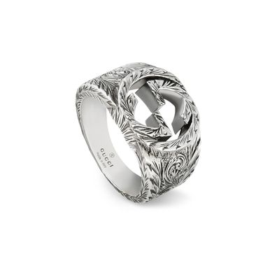 Gucci – YBC455302001 – gealtertes Sterlingsilber – Ring mit ineinandergreifendem G-Mo