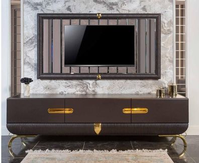 Brauner Wohnzimmer TV-Schrank Designer TV-Rahmen Luxuriöses Holz Set