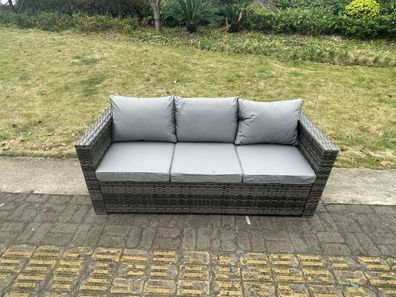 Fimous 3-Sitzer Rattan Lounge Sofa Patio Gartenmöbel im Freien