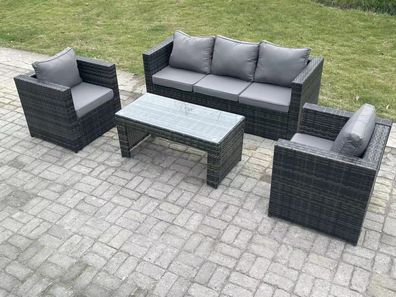Fimous Lounge Rattan Sofa Set Gartenmöbel im Freien mit 2 Stéhle