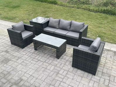 Fimous Rattan Sofa Set Outdoor Gartenmöbel Länger rechteckiger Couchtisch