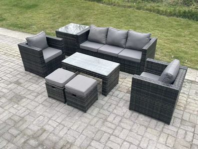 Fimous Rattan Sofa Set Outdoor Gartenmöbel rechteckiger Couchtisch