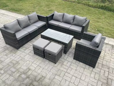 Fimous Rattan Garten Möbel Lounge Sofa Set im Freien mit Couchtisch Arm Stuhl