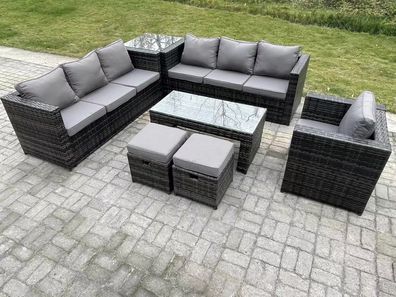 Fimous Rattan Gartenmöbel Lounge Sofa Set im Freien mit Couchtisch Arm Stuhl