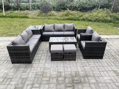 Fimous Rattan Gartenmöbel Lounge Sofa Set im Freien mit 2-teiligem Arm Stuhl