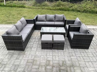 Fimous Rattan Gartenmöbel Lounge Sofa Set im Freien mit Couchtisch