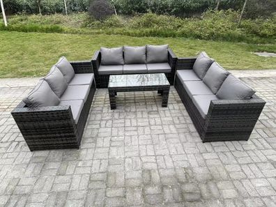 Fimous Outdoor 3-teiliges Drei Sitzer Ssofa Rattan Gartenmöbel Lounge Sofa Set