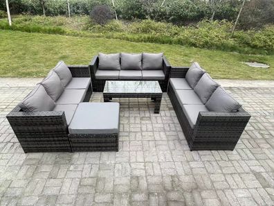 Fimous Rattan Garten Möbel Lounge Sofa Set im Freien mit Couchtisch