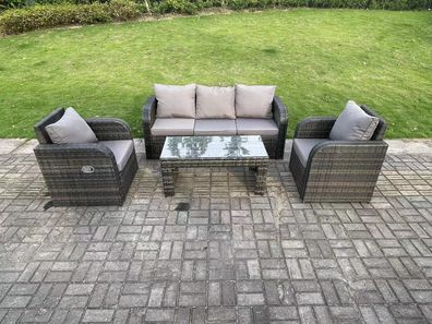 Fimous 5 Seat PE Rattan Gartenmöbel Set Einstellbarer Stuhl Lounge Sofa Set